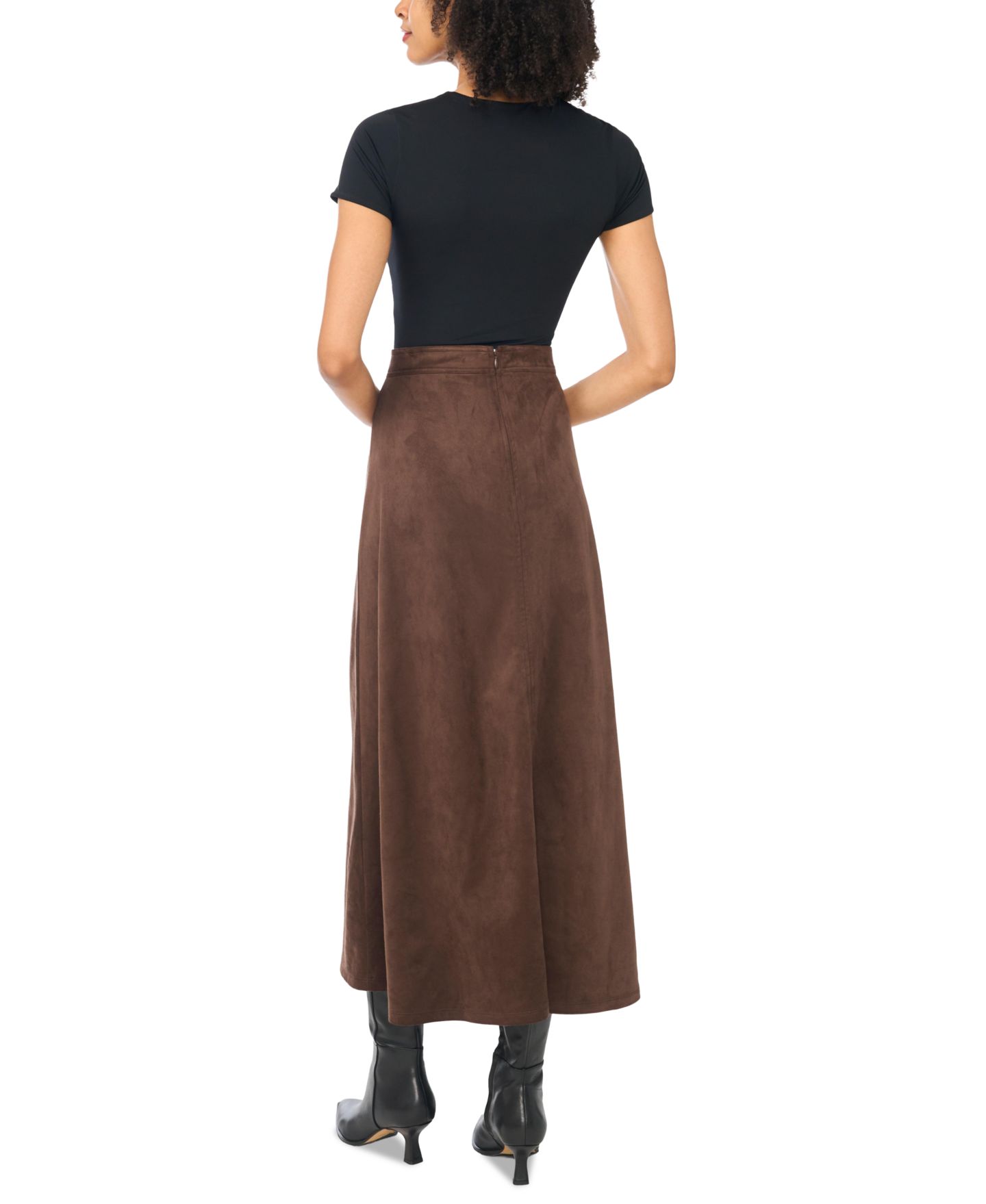 Женская юбка Vince Camuto Faux-Suede A-Line Maxi, цвет: Бордовый — фото 5