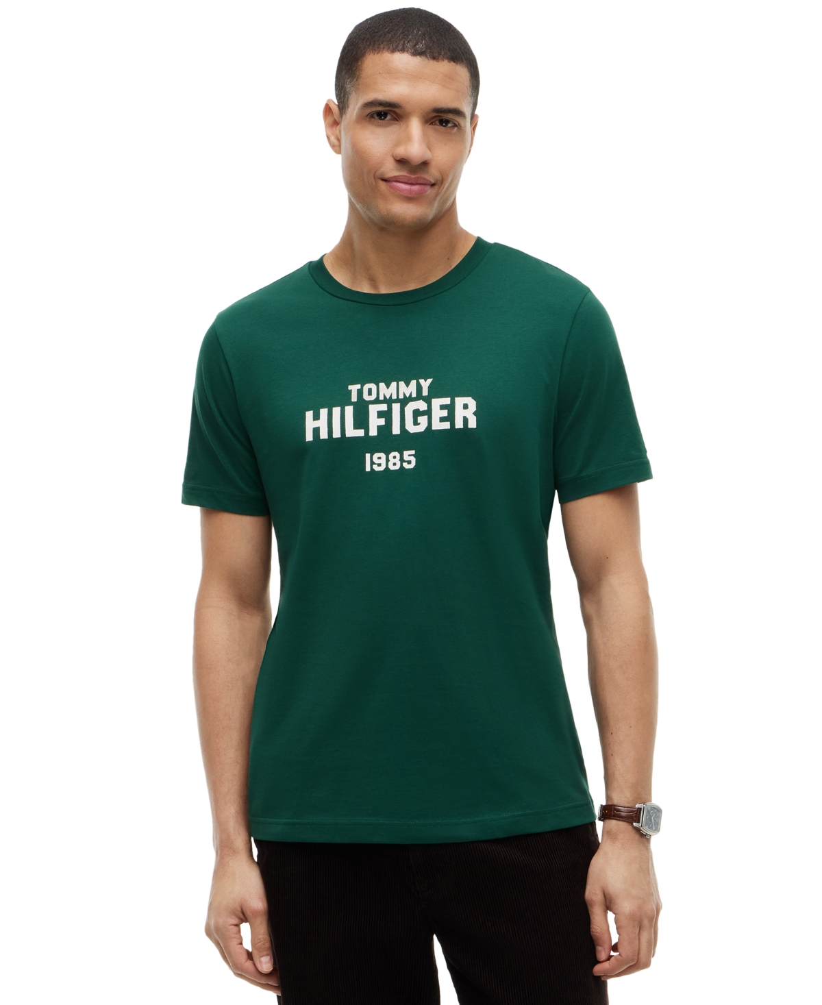 Tommy Hilfiger Men's Brand Love Stack Short-Sleeve Logo T-Shirt - Ornamental Green