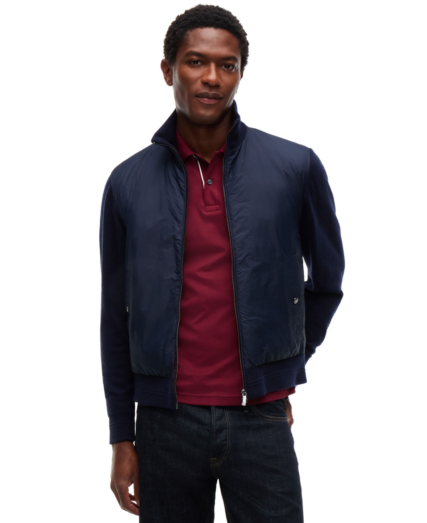 Мужская куртка Tommy Hilfiger New York Label Mixed Media Regular-Fit Wool-Blend, цвет: Тёмно-синий — фото 1