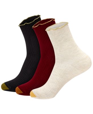 Women's Sparkle Lettuce-Edge Midi Crew Socks, 3-Pack