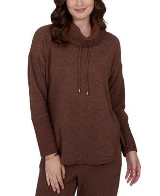 Petite Oversized Cowl Neck Long-Sleeve Pullover