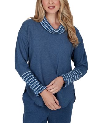 Petite Cowl Neck Fair Isle Long-Sleeve Pullover