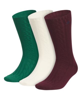 Men's Cable-Knit Crew Socks, 3-Pack