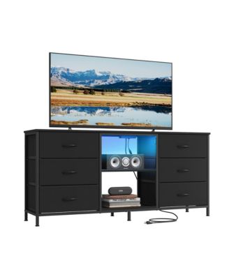 Modern TV Stand with Drawers and Open Shelves for Living Room and Bedroom