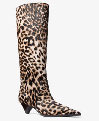 Women's Jayla Knee-High Pointed Toe Kitten Heel Leather Boots