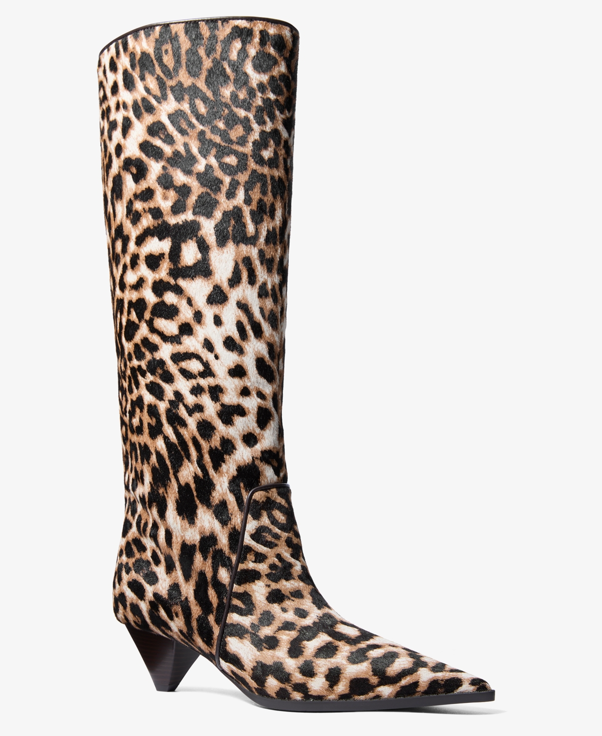 Michael Michael Kors Women's Jayla Knee-High Pointed Toe Kitten Heel Leather Boots - Dark Camel Multi