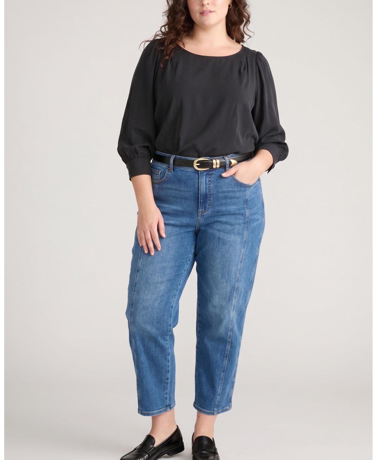 Женская блузка Universal Standard Plus Size Sabrina Twist Front Stretch Cupro, цвет: Чёрный — фото 2