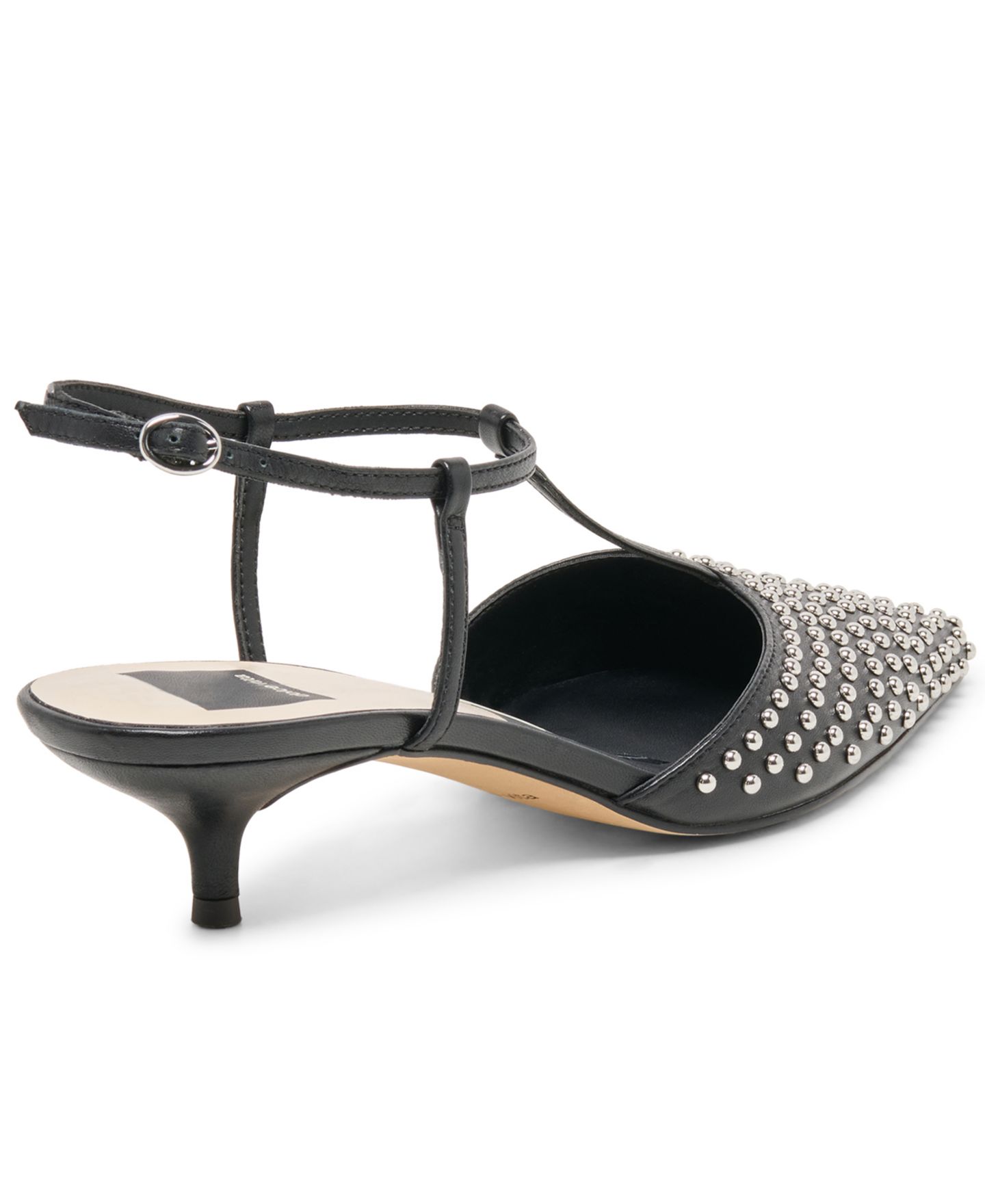 Женские туфли Dolce Vita Torena Pointed Toe T-Strap Kitten Heel, цвет: Чёрный кожаный — фото 6
