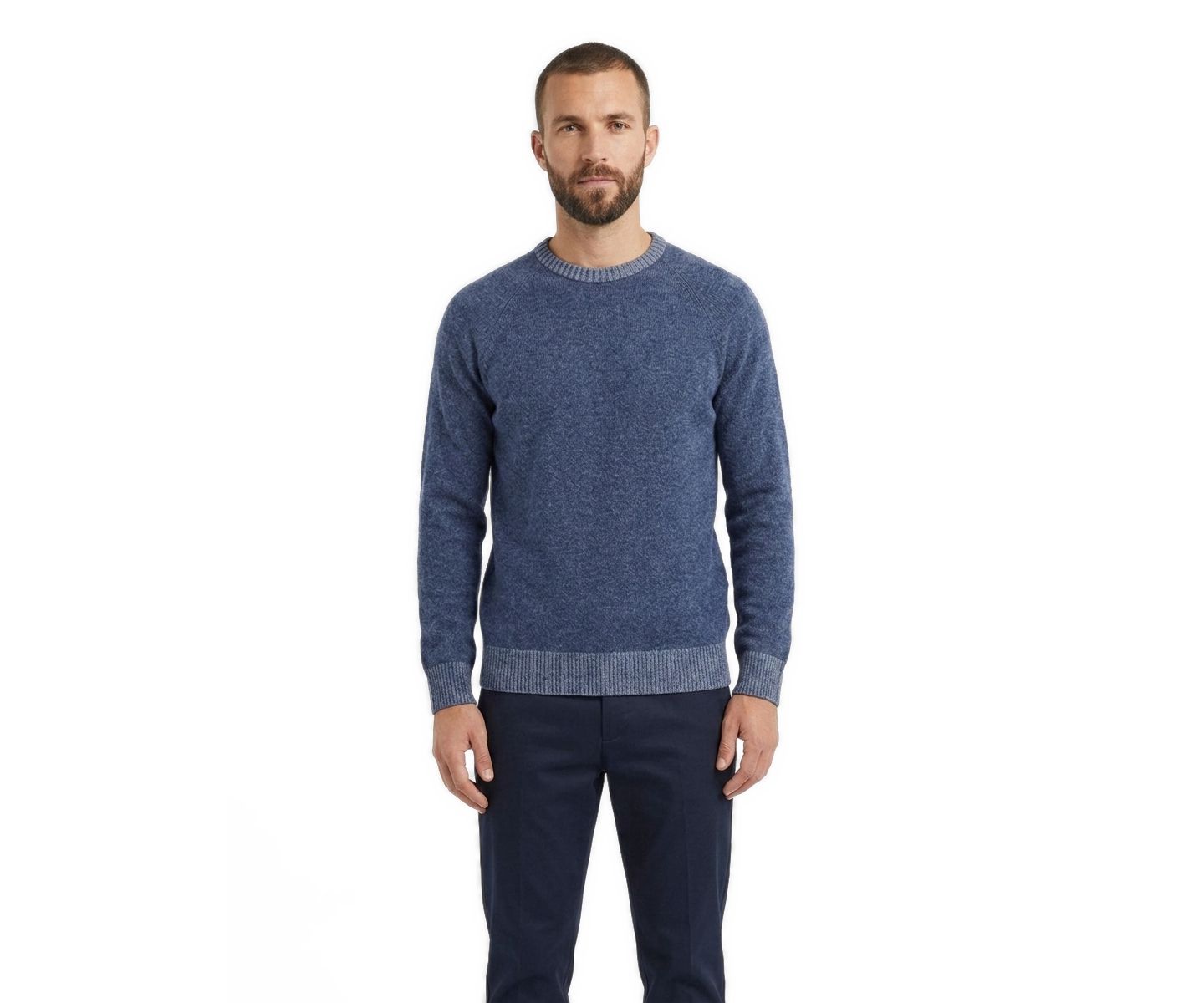 Мужской свитер Garnet Wool-Blend Raglan-Sleeve Classic-Fit, цвет: Индиго — фото 3