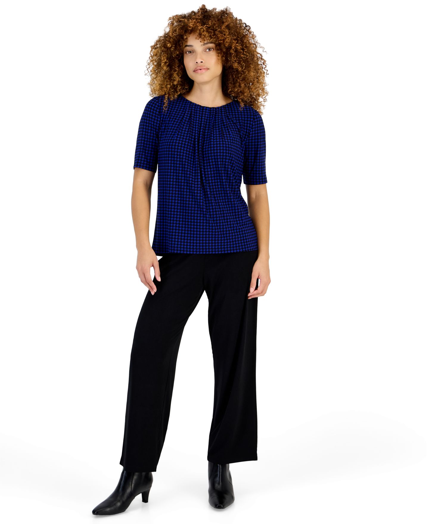 Женские брюки JM Collection Petites Knit Wide-Leg Pull-On Pants, Petite & Petite Short, цвет: Глубокий чёрный — фото 4