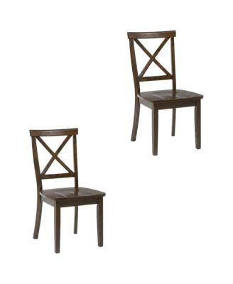 Acacia Veneer X-Back Wood Dining Chairs, Richmond Cherry