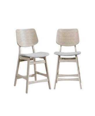 Wood Upholstered Counter Bar Stools for Kitchen Island, Set of 2