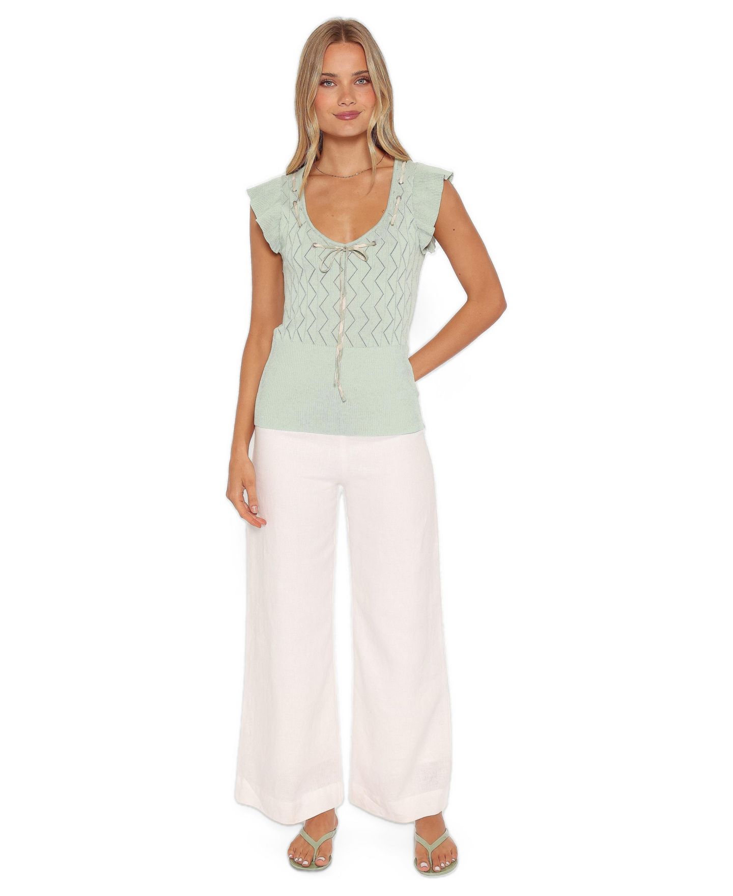 Женский топ Petal and Pup Tucker Pointelle Knit, цвет: Шалфейный зелёный — фото 2