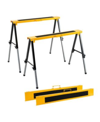 2-Piece Folding Saw Horse Set with Adjustable Height and Carry Handles