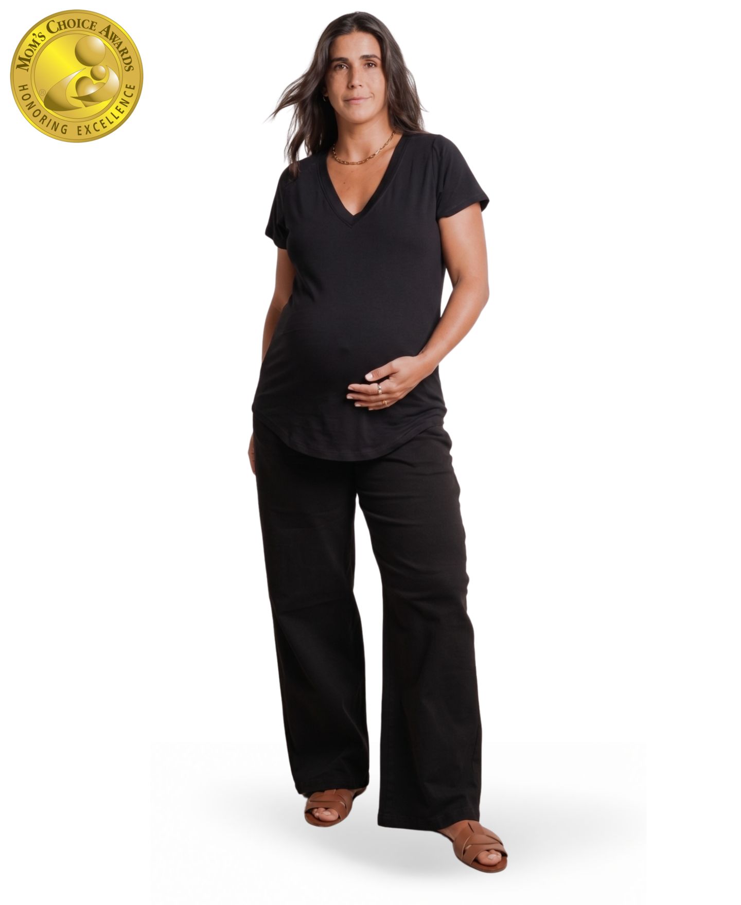 Женская футболка NOM Maternity The Nursing V-Neck, цвет: Чёрный — фото 3