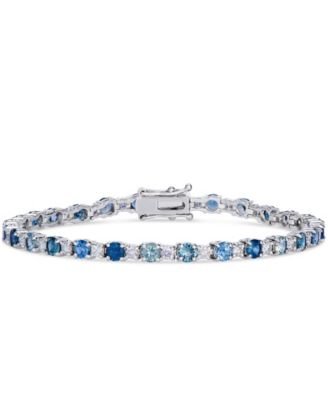 Mountain Sapphire Round Diamond Tennis Bracelet (1 3/8 ct. t.w.) in 14k White Gold