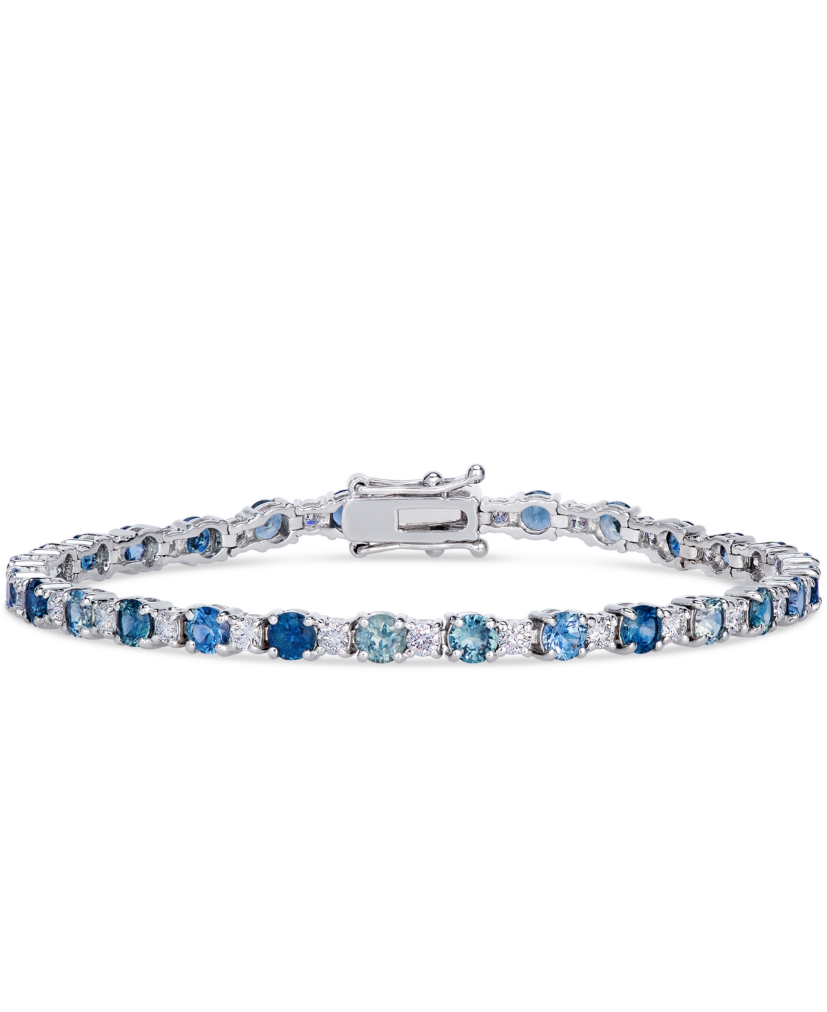 Mountain Sapphire Round Diamond Tennis Bracelet (1 3/8 ct. t.w.) in 14k White Gold - White Gold