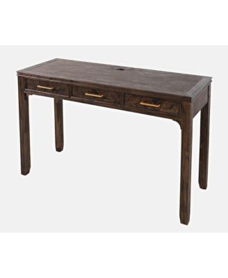 Gramercy Mid-Century Modern Chevron Three Drawer USB Charging Desk, Dark Chevron