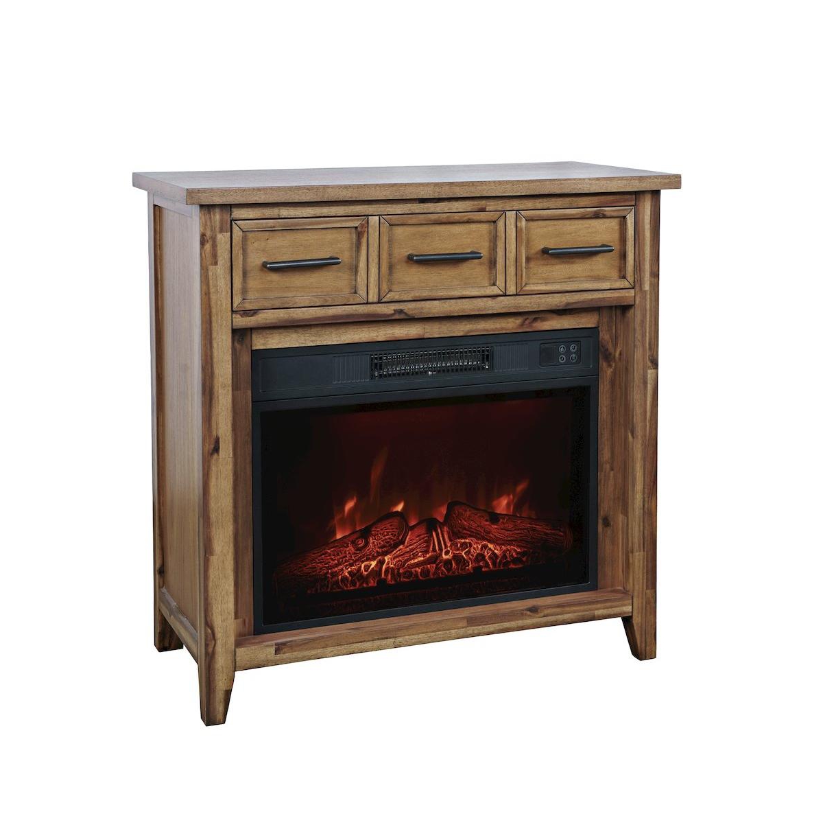 Jofran Transitional Rustic 32" Electric Fireplace Wire Brushed Console Tv Stand - Claremont