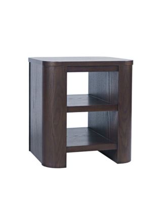 Janzen Contemporary Modern End Table with Open Storage and Rounded Corners, Espresso