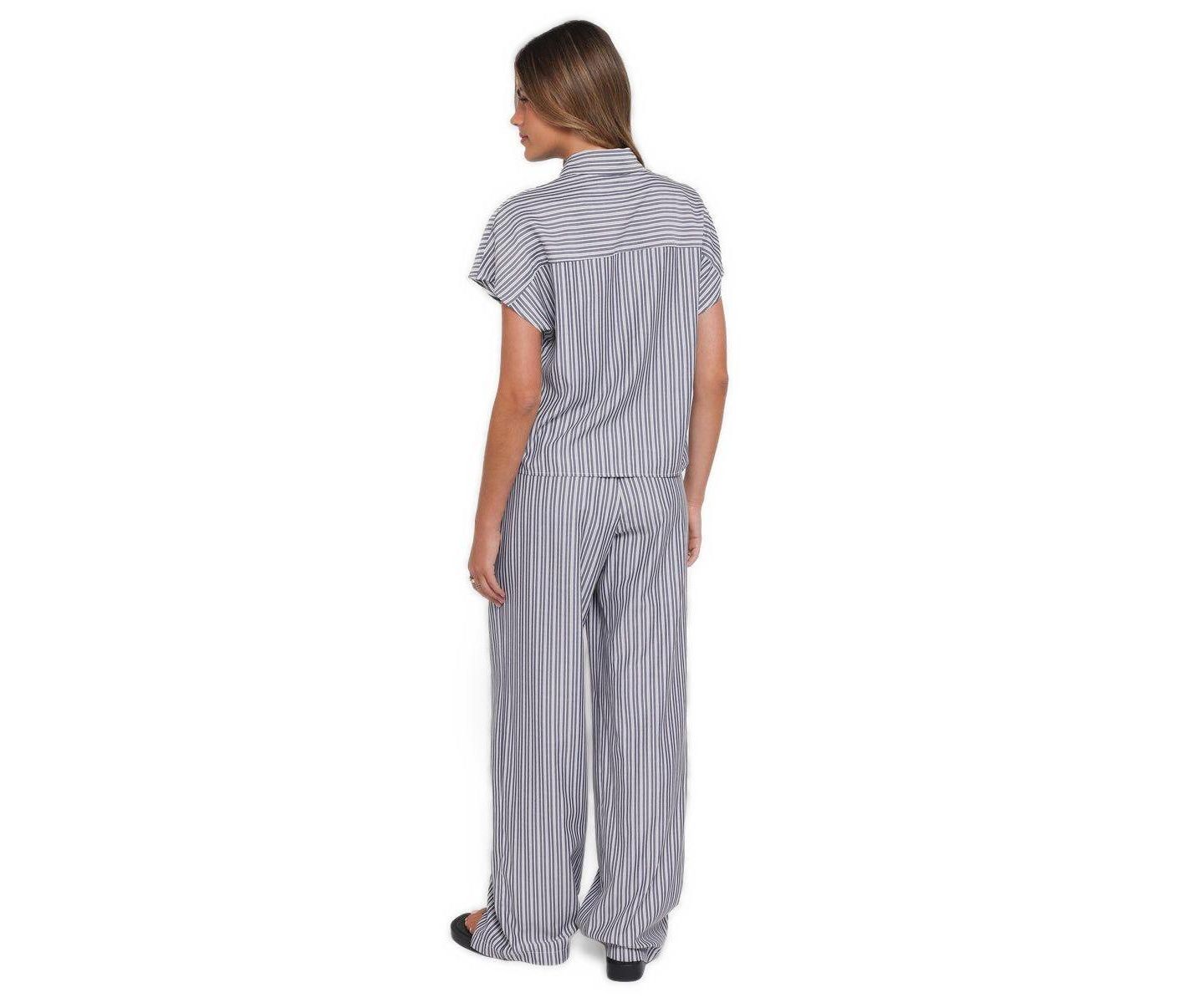 Женский комплект Petal and Pup Melanie Striped Wide-Leg Button-Down Shirt and Pants, 2-Piece Set, цвет: Угольный полосатый — фото 3