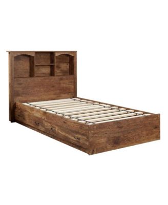 Laminate Platform Bed with Bookcase Headboard, Twin Bed Frame with Storage