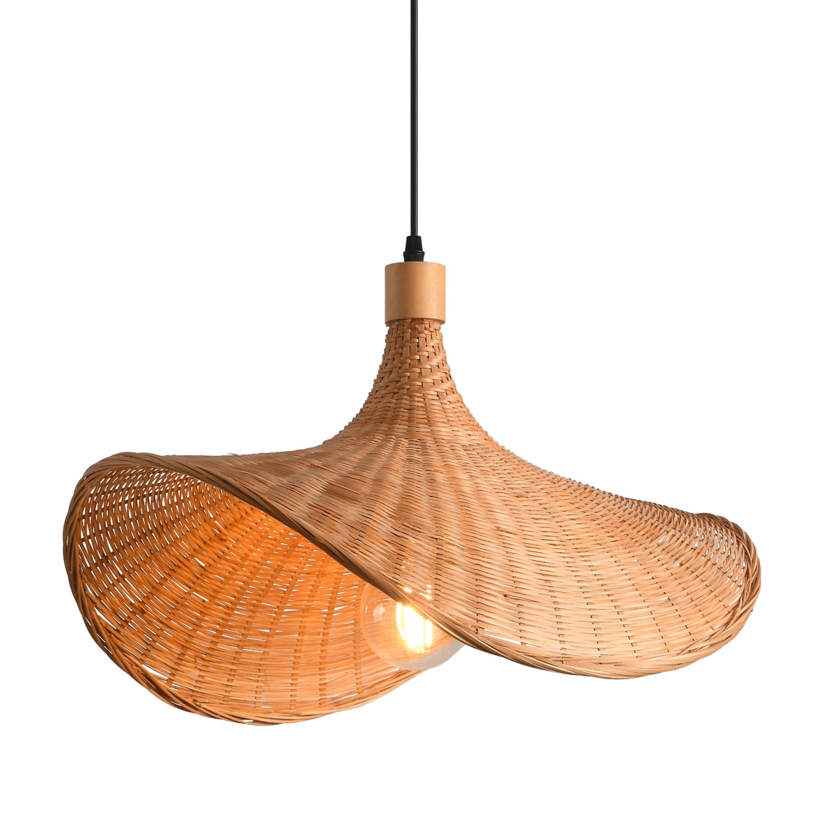 Parrot Uncle 20" Natural Wicker Rattan Adjustable Pendant Light Chandelier for Dining Room - Brown
