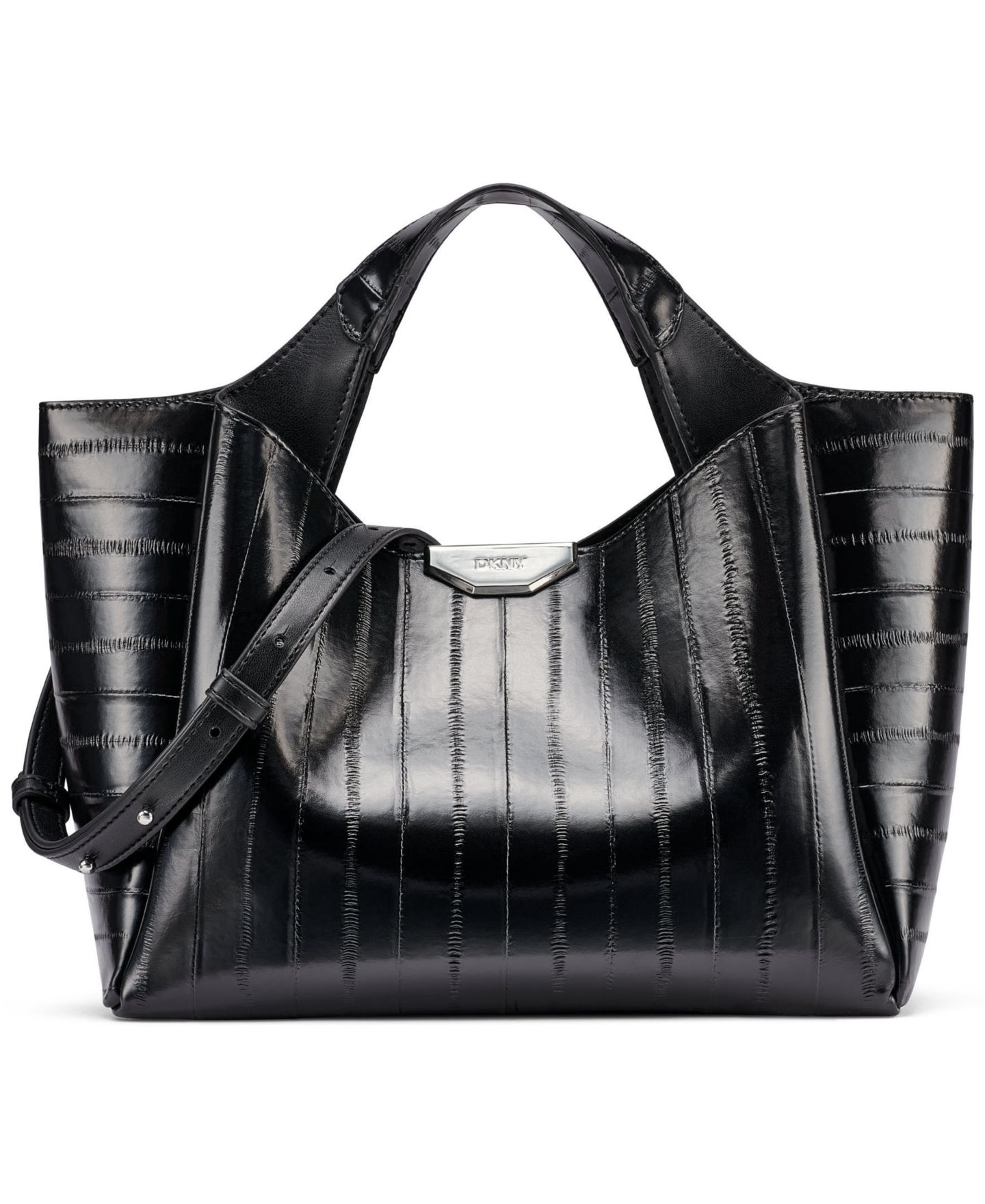 Женская сумка DKNY Willa Large Magnetic Satchel Handbag, цвет: Чёрный / Серебряный — фото 2