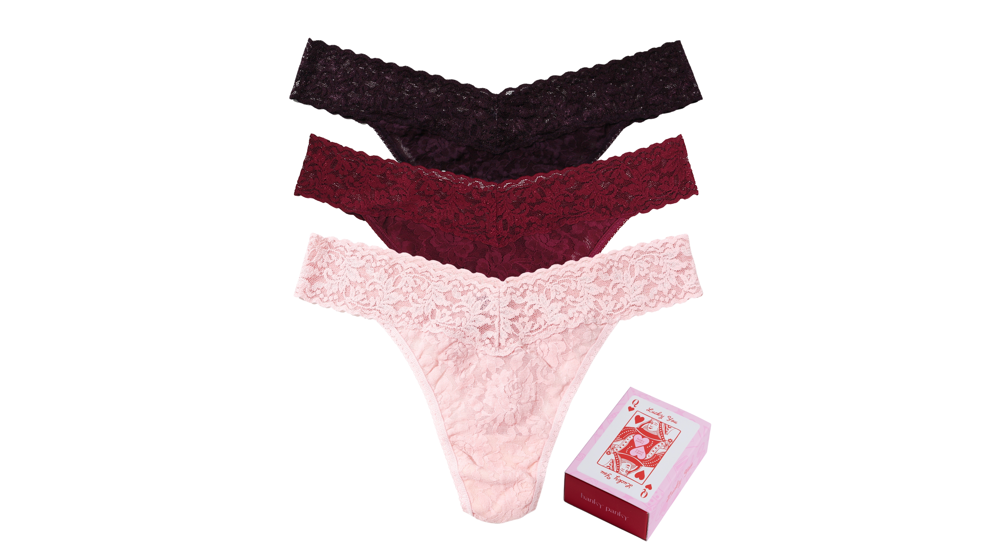 Hanky Panky Women's Lace Floral V-Front/V-Back Waistband Thong