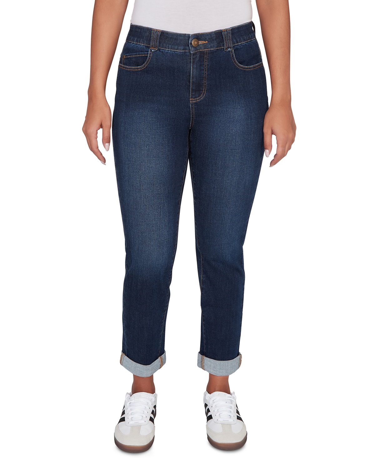 Ruby Rd. Petite Straight-leg High-rise Jeans In Dark Indigo
