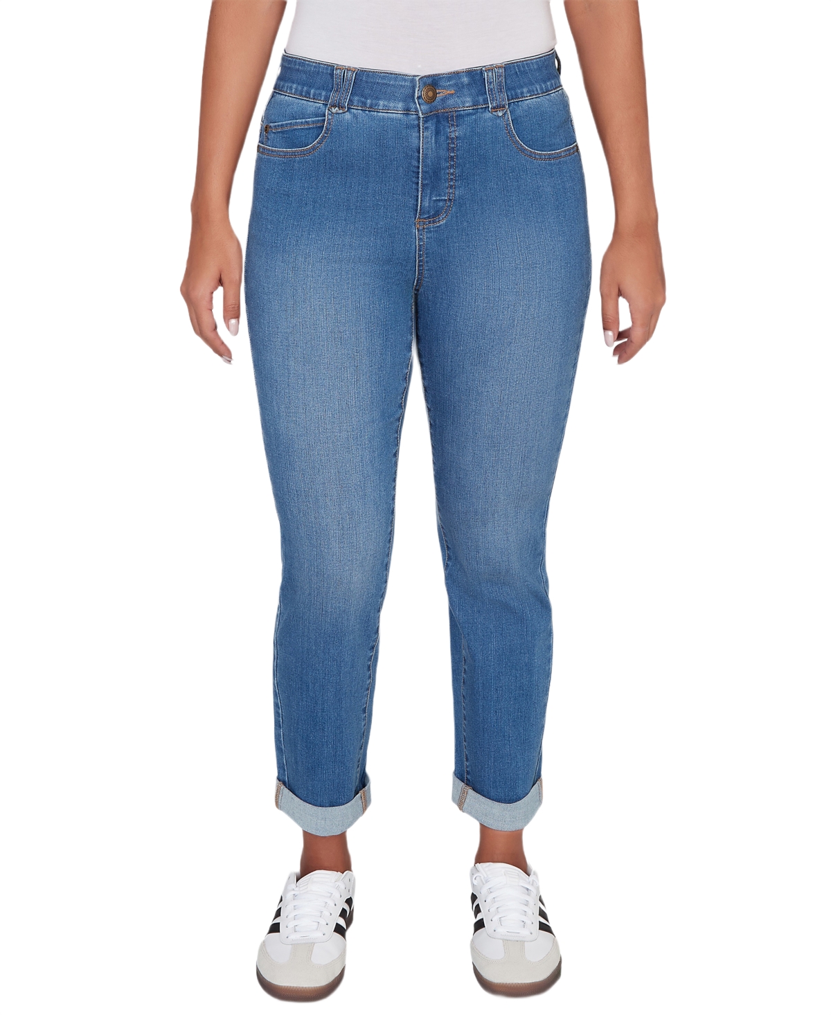 Ruby Rd. Petite Straight-leg High-rise Jeans In Light Indigo
