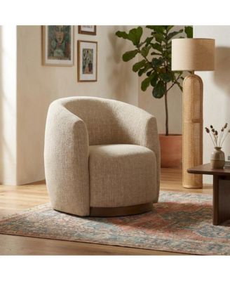 Beige Swivel Accent Chair with Traditional Style and Comfortable Seat