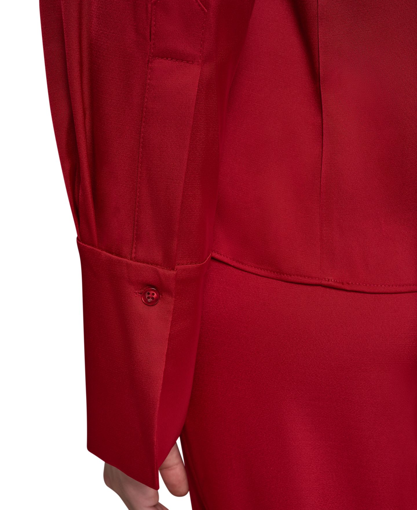 Женская атласная блуза Donna Karan New York с воротником и длинным рукавом, цвет: Красный бархатный — фото 7