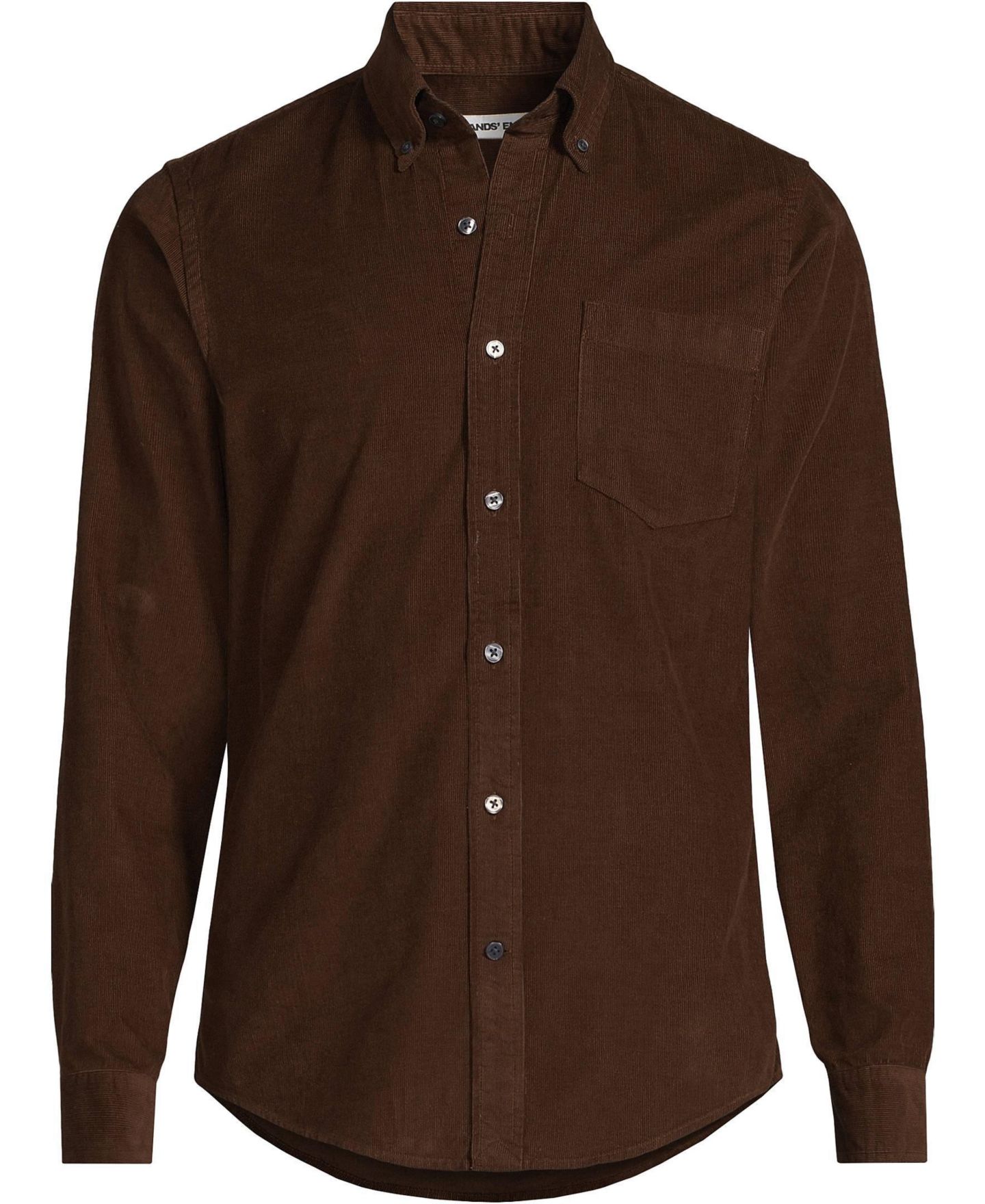 Мужская рубашка Lands' End Pinwale Corduroy, цвет: Тёмный орех коричневый — фото 3