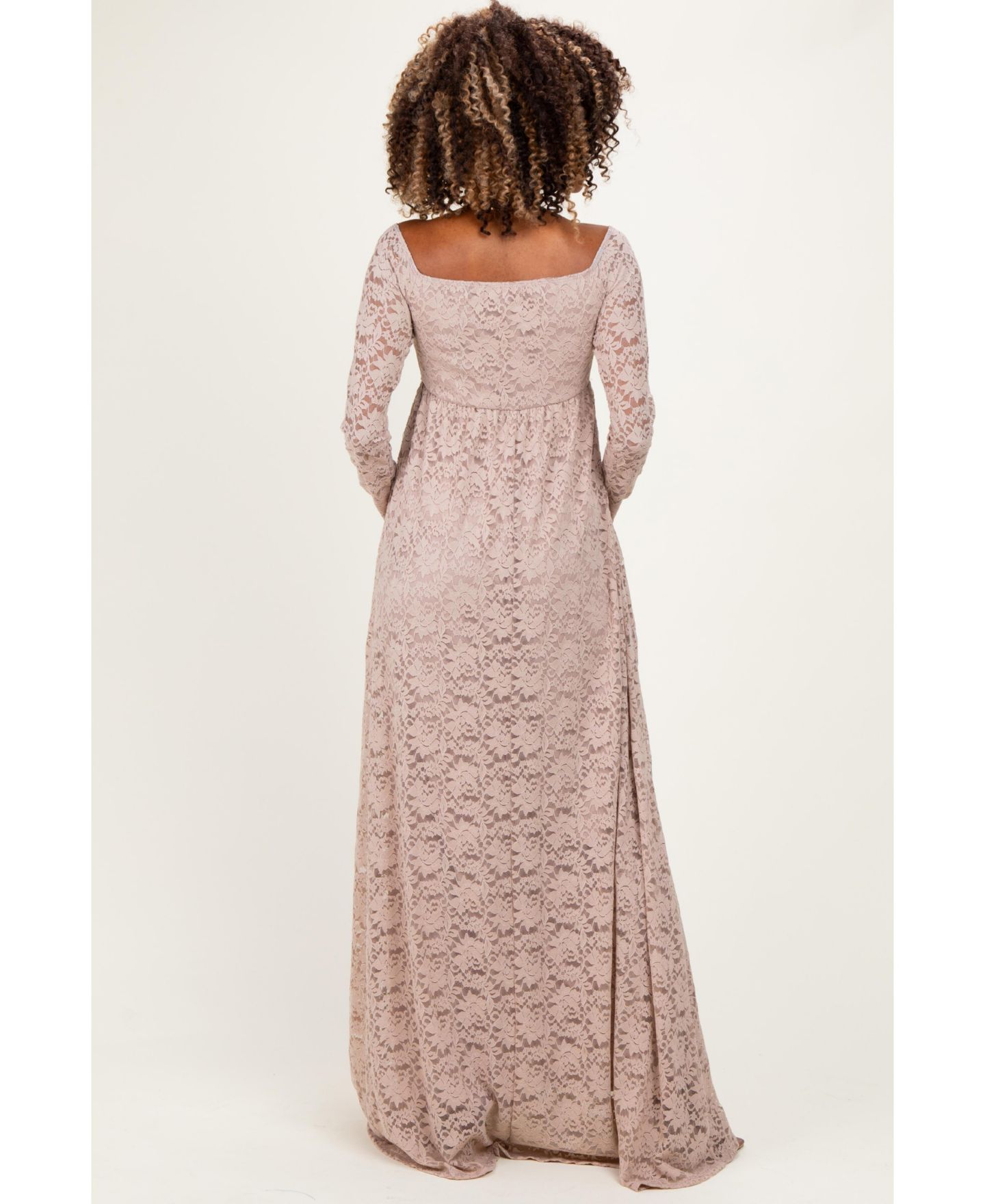 Женское платье Pinkblush Mocha Floral Lace Long Sleeve Off Shoulder Maxi, цвет: Мокко — фото 3