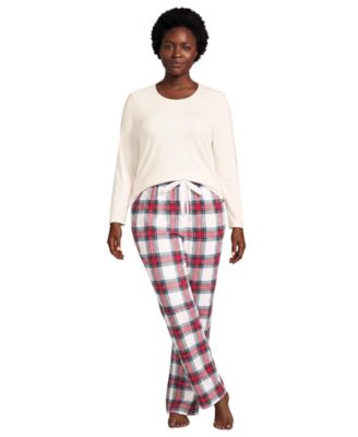 Plus Size Pajama Gift Set - Knit Long Sleeve Top and Flannel Pants