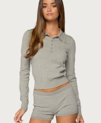 Women's Edele Knit Long Sleeve Polo Top