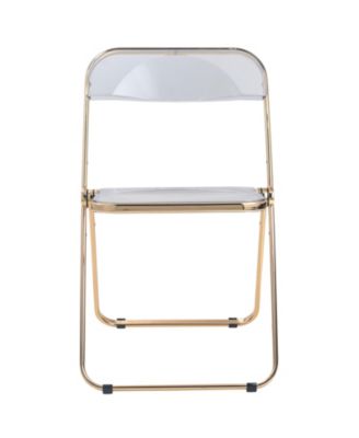 Lawrence Modern Acrylic Folding Chair, Transparent Acrylic Seat and Back, Metal Frame, No Assembly