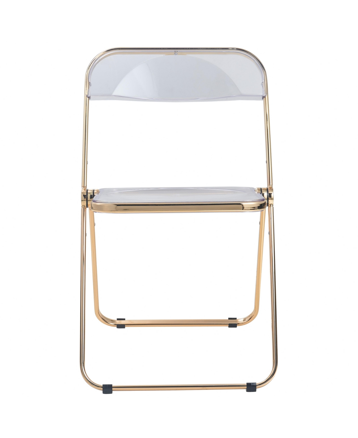 LeisureMod Lawrence Modern Acrylic Folding Chair, Transparent Acrylic Seat and Back, Metal Frame, No Assembly, Set of 4 - Clear