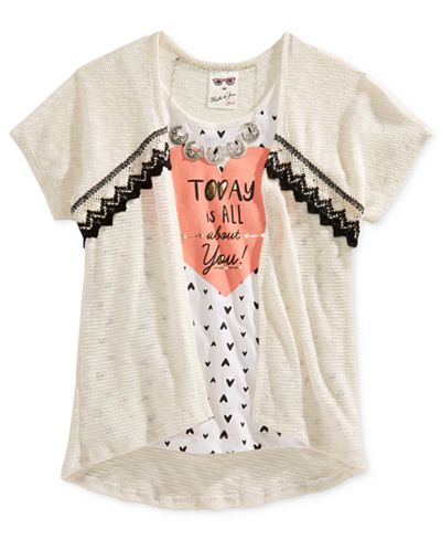 Belle Du Jour Cozy Sweater, Tank Top & Necklace Set, Big Girls (7-16)