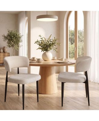 Modern Upholstered Dining Chairs Set of 2, Curved Back, Sturdy Metal Legs