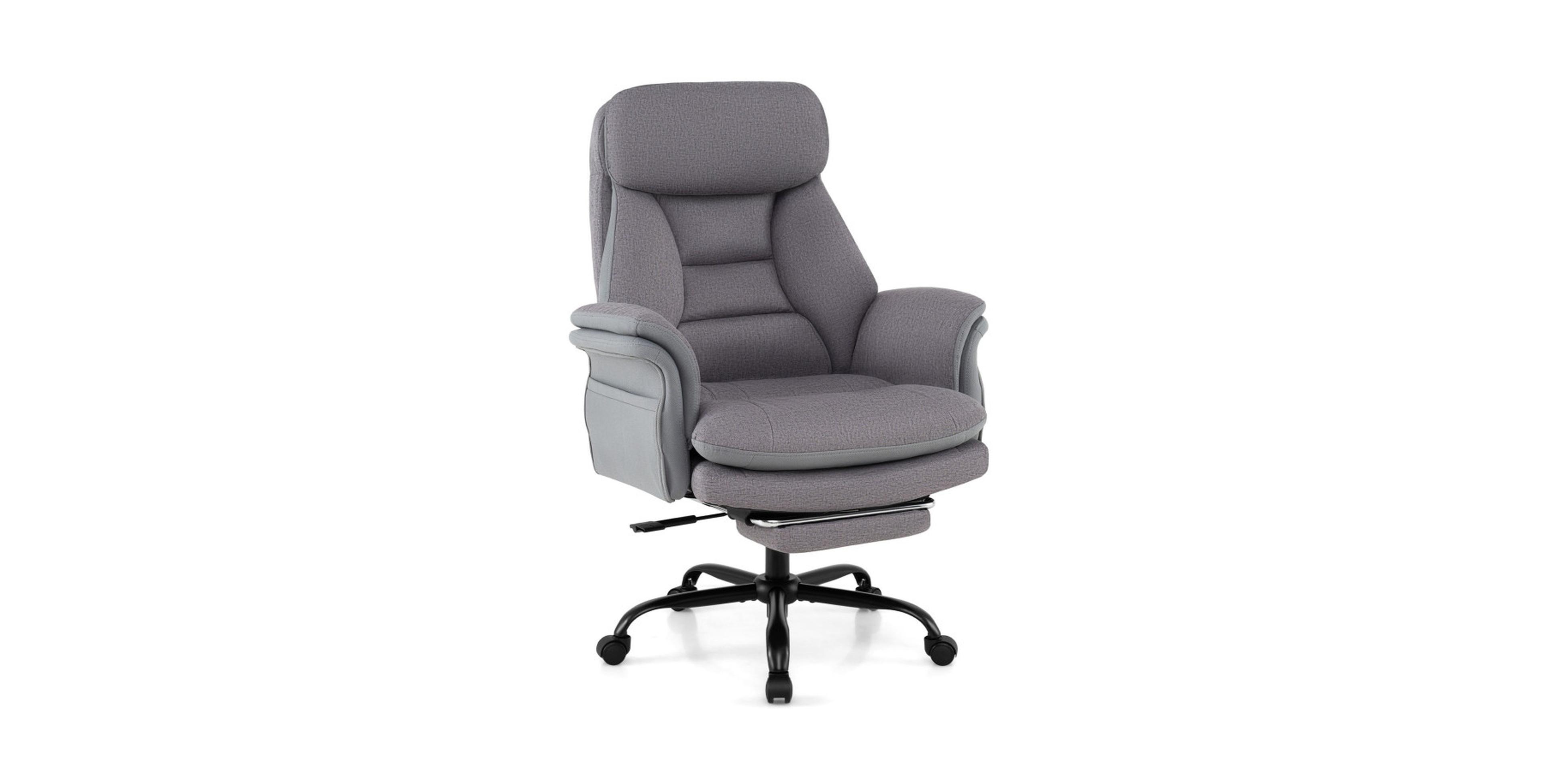 Gouun Big and Tall Reclining Office Chair with Extendable Footrest and Padded Headrest