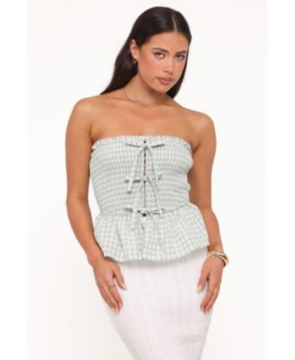 Women's Carina Gingham Strapless Bow Top