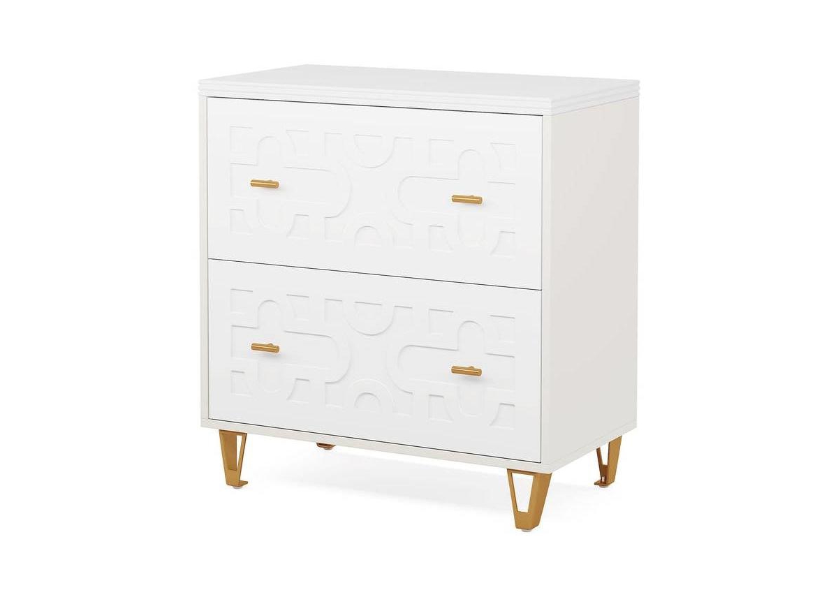 Slickblue Geometric Scroll File Cabinet with 2 Drawers and Printer Stand