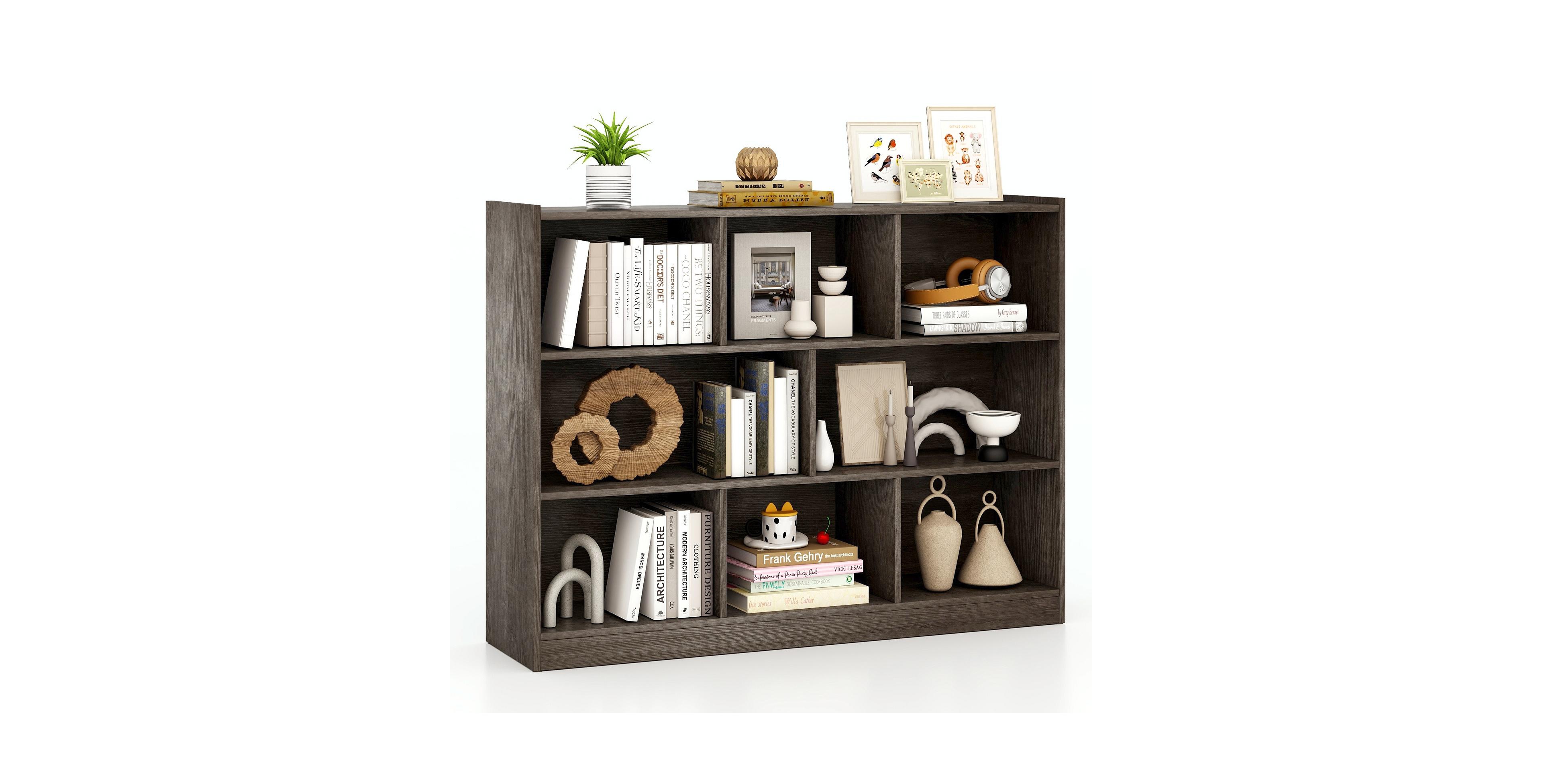 Mecale 3-Tier Open Bookcase 8-Cube Floor Standing Storage Shelves Display Cabinet