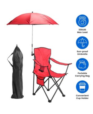 Outdoor Chair, Folding Design, Cup Holders, Umbrella, 330 lb Capacity for Camping, Travel and Outdoor Activities