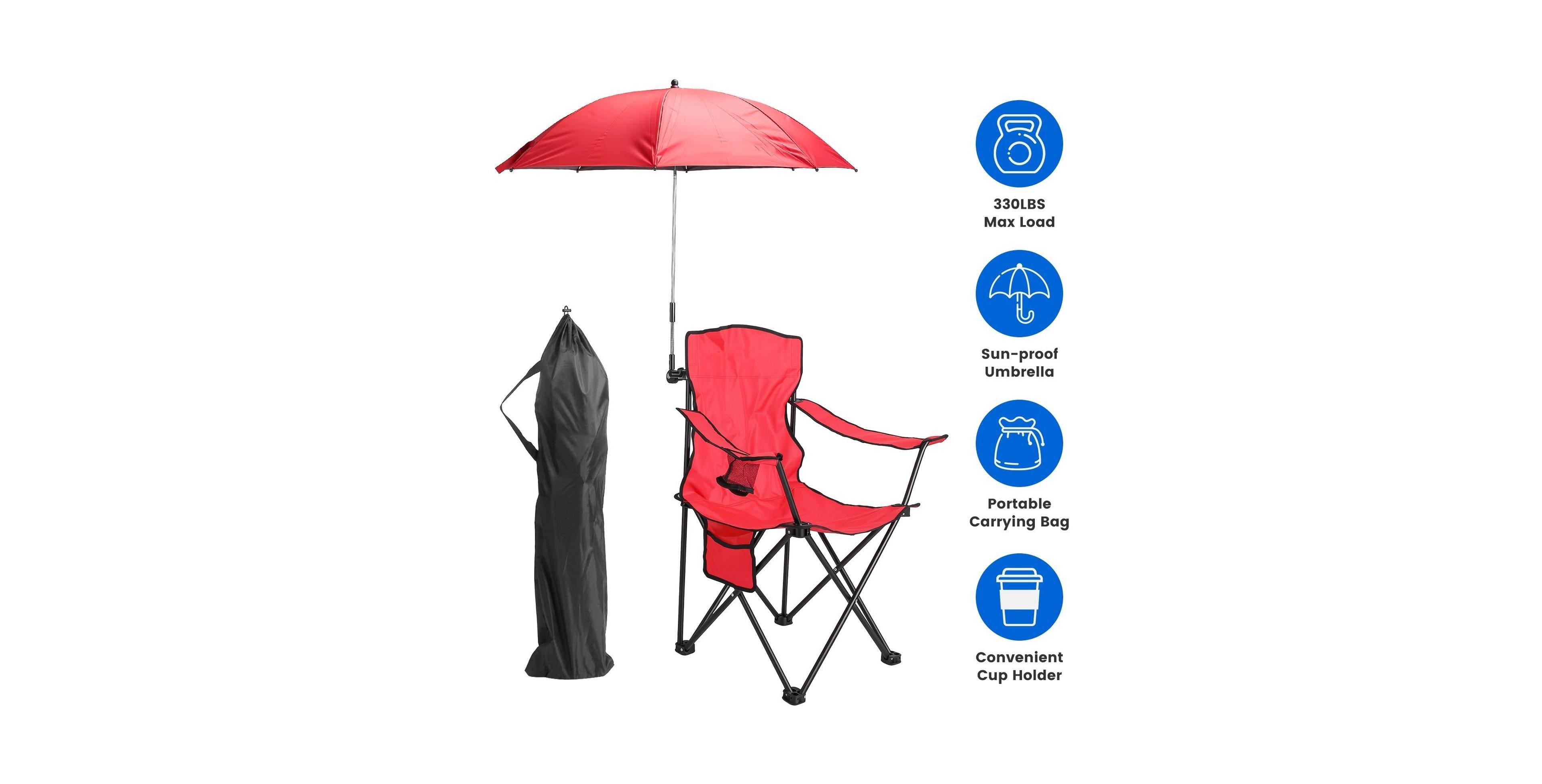 Sevorley Outdoor Chair, Folding Design, Cup Holders, Umbrella, 330 lb Capacity for Camping, Travel and Outdoor Activities