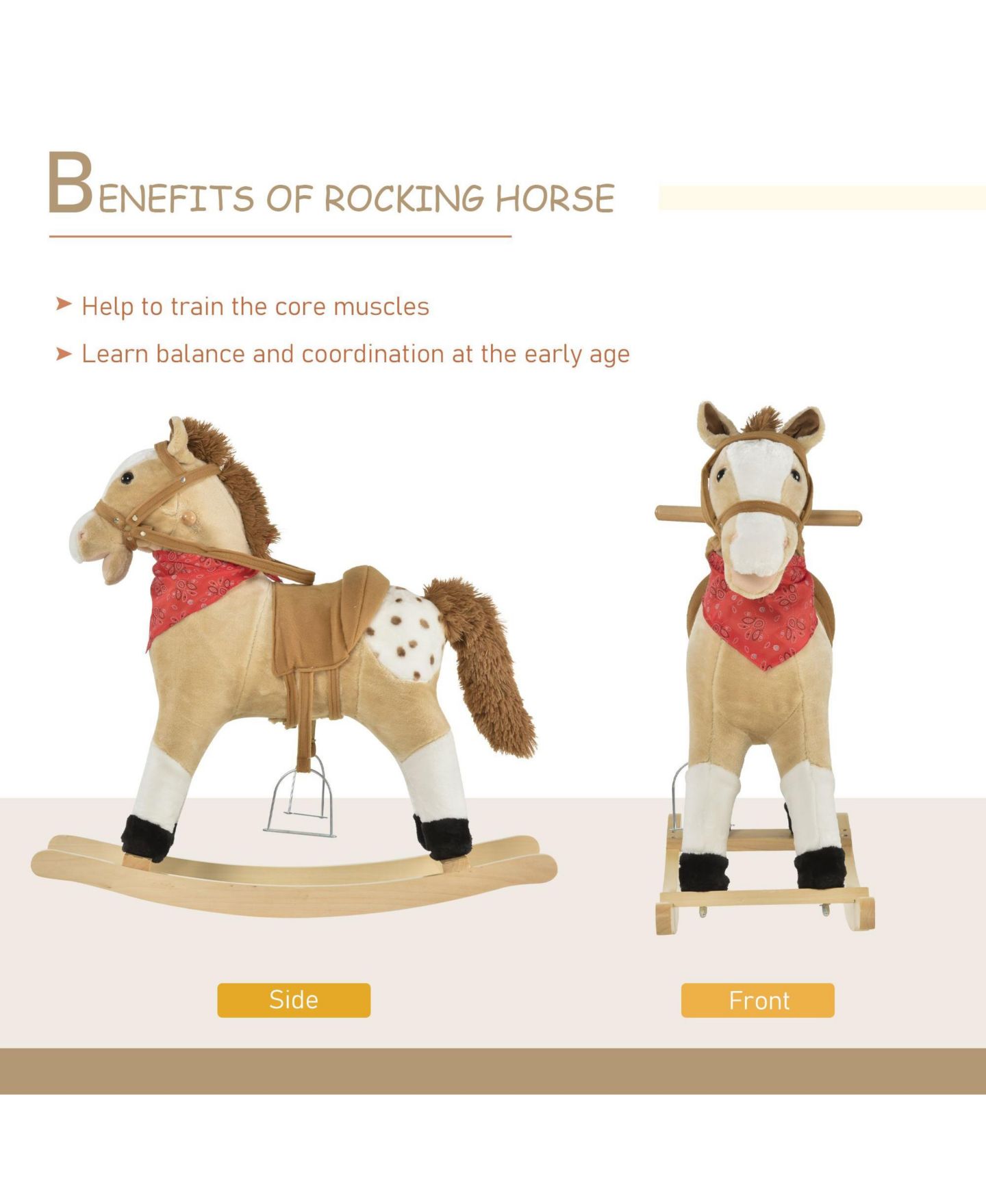 Детская мягкая игрушка SEVORLEY Plush Rocking Ride-On Toy, 3–6 лет, цвет: Бежевый — фото 5
