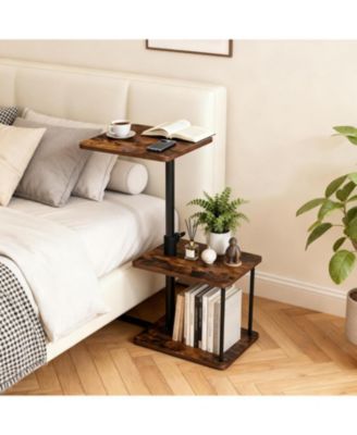 C-Shaped Side Table with 360degree(s) Swivel Top, Height Adjustable from 18" to 33"