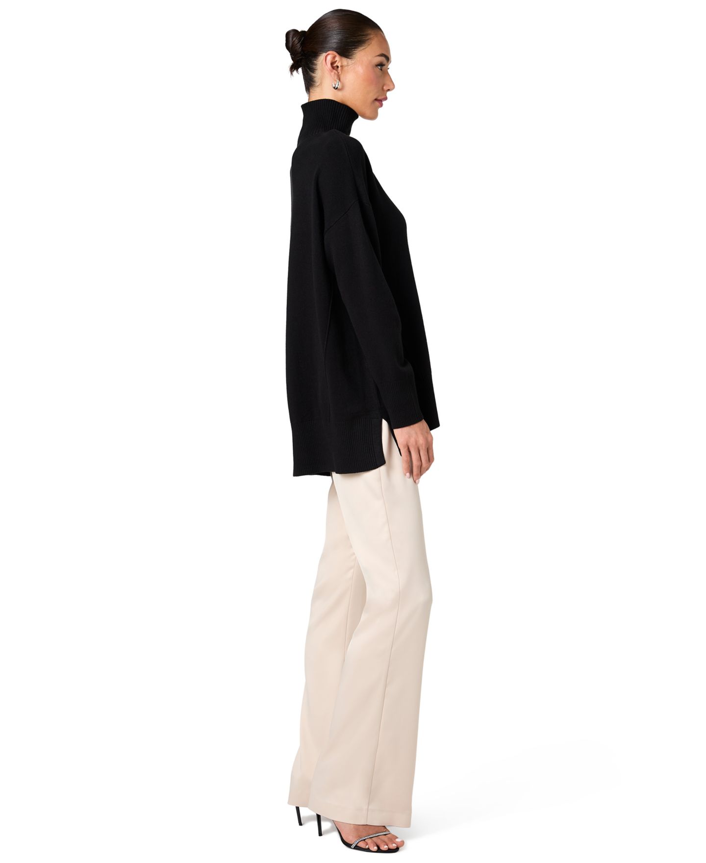 Женский свитер French Connection Long-Sleeve Turtleneck Side-Slit, цвет: Чёрный — фото 3
